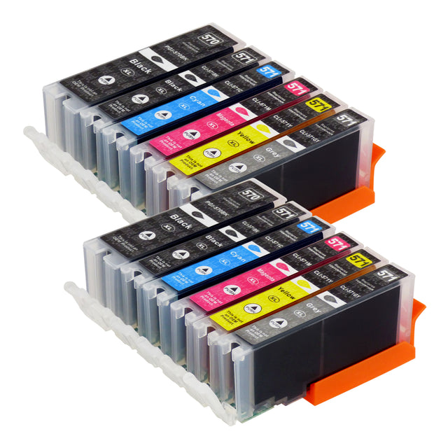 Kompatibel Canon PGI-570XL/CLI-571XL Druckerpatronen Multipack (4 Schwarz + 6 Farben + 2 Grau)