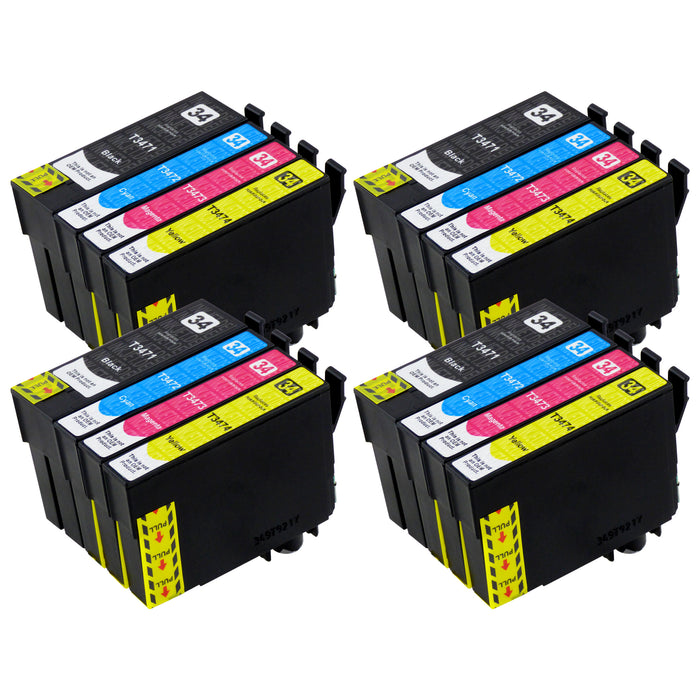 Kompatibel Epson T34XL Druckerpatronen Multipack (4 Schwarz + 12 Farben)