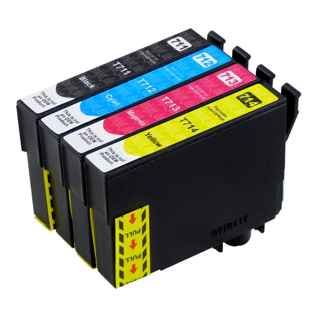 Kompatibel Epson T0715 Druckerpatronen Multipack (1 Schwarz + 3 Farben)